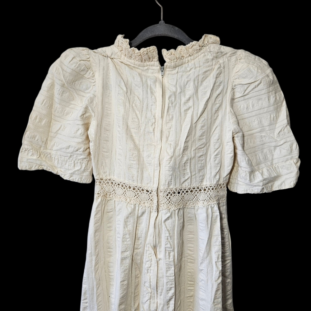 Vintage Algo Victorian Prairiecore Dress Size S Cream Lace Feminine Ivory - Picture 4 of 7